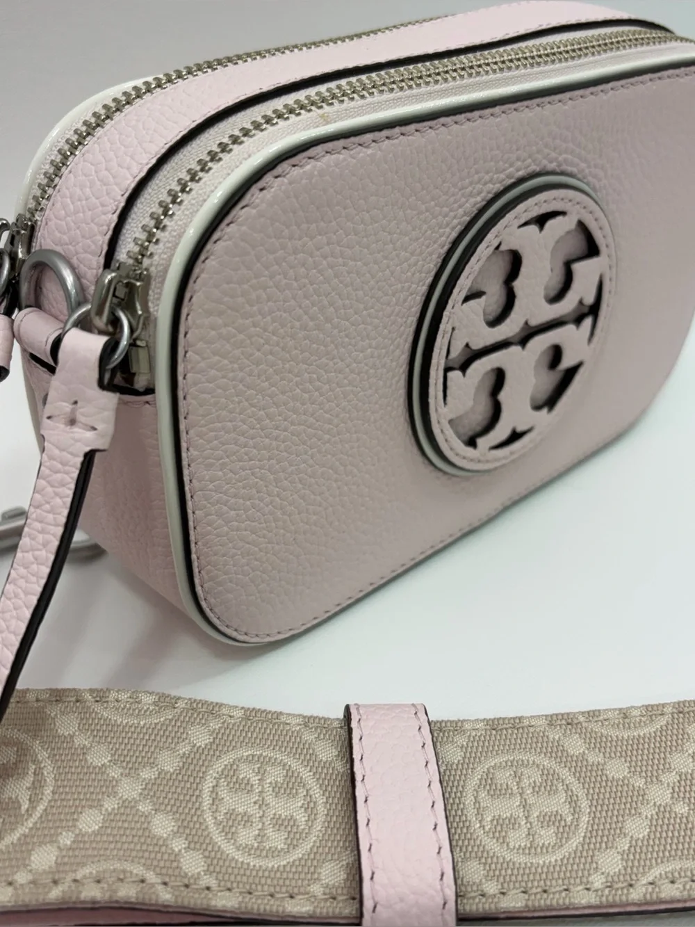 Tory Burch Mini Miller Leather Crossbody Bag Pale Pink